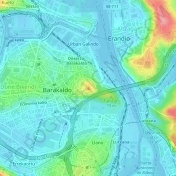 Rontegi topographic map, elevation, terrain