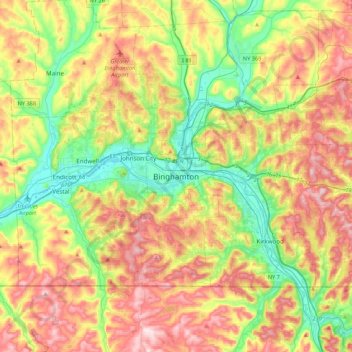 Binghamton topographic map, elevation, terrain