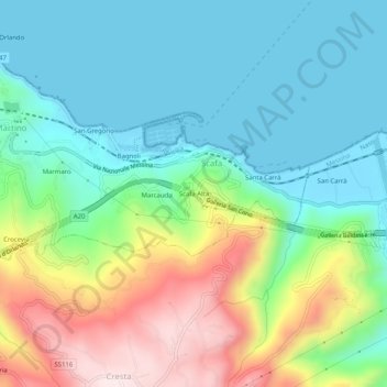 Scafa Alta topographic map, elevation, terrain