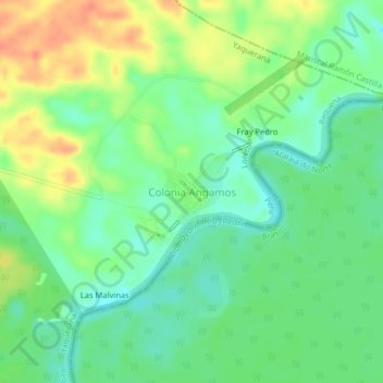 Colonia Angamos topographic map, elevation, terrain