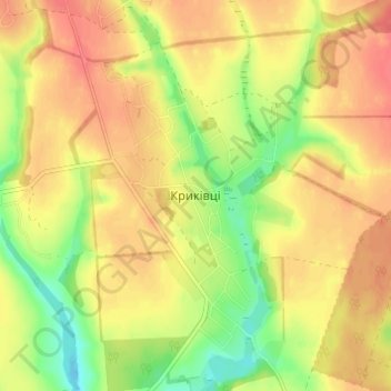 Krykivtsi topographic map, elevation, terrain