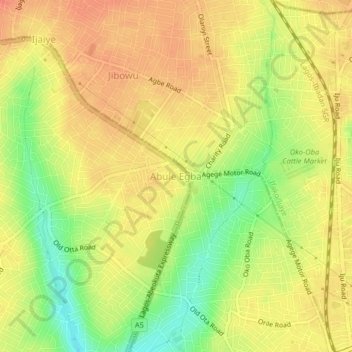 Abule Egba topographic map, elevation, terrain
