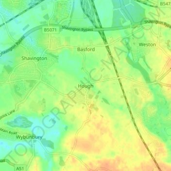 Hough topographic map, elevation, terrain