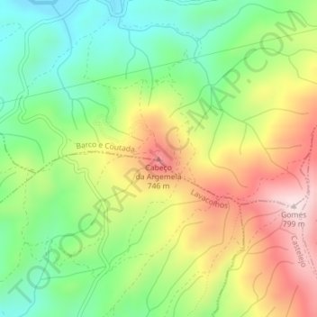 Cabeço da Argemela topographic map, elevation, terrain