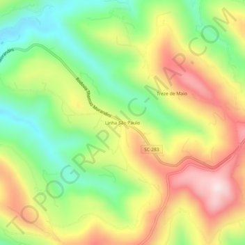Linha São Paulo topographic map, elevation, terrain