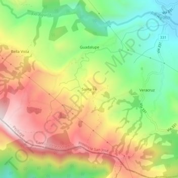 Santa Fe topographic map, elevation, terrain