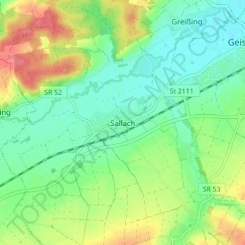 Sallach topographic map, elevation, terrain