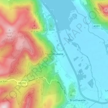 Thornthwaite topographic map, elevation, terrain