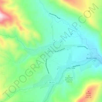Beulah topographic map, elevation, terrain