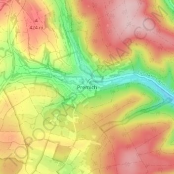 Premich topographic map, elevation, terrain