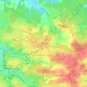Les Tabernottes topographic map, elevation, terrain
