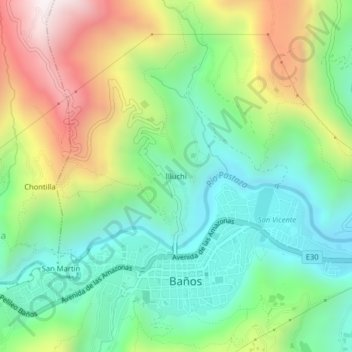 Illuchi topographic map, elevation, terrain