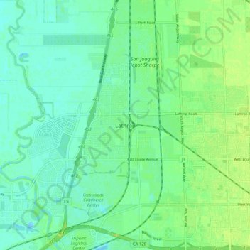 Lathrop topographic map, elevation, terrain