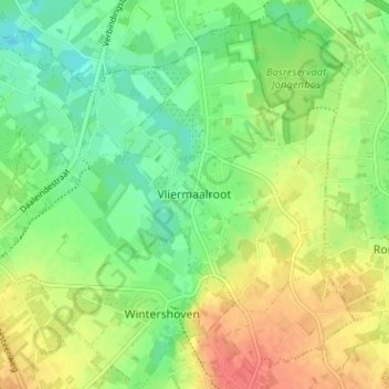 Vliermaalroot topographic map, elevation, terrain