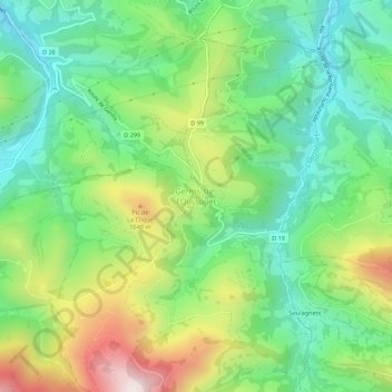 Germs-sur-l'Oussouet topographic map, elevation, terrain