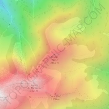 Roche Plane topographic map, elevation, terrain