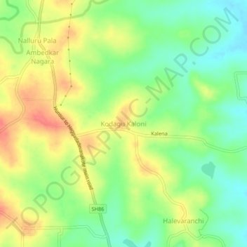 Kodagu Kaloni topographic map, elevation, terrain