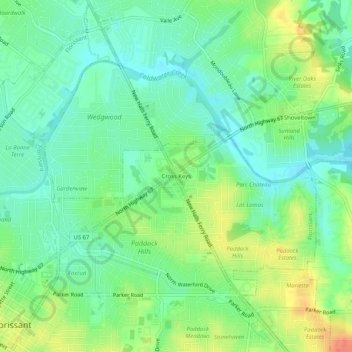 Cross Keys topographic map, elevation, terrain
