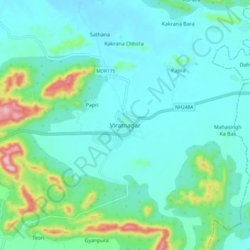 Viratnagar topographic map, elevation, terrain