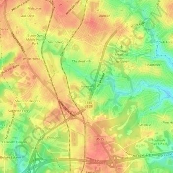 Biltmore topographic map, elevation, terrain