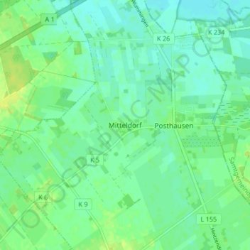Mitteldorf topographic map, elevation, terrain