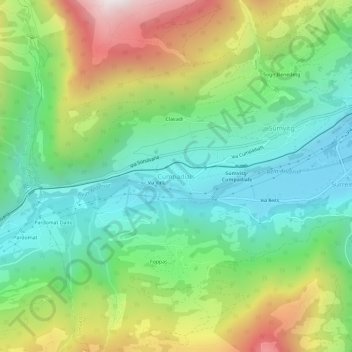 Cumpadials topographic map, elevation, terrain