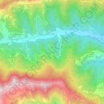 Villarelli topographic map, elevation, terrain