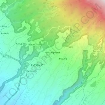 Kedulingkretek topographic map, elevation, terrain
