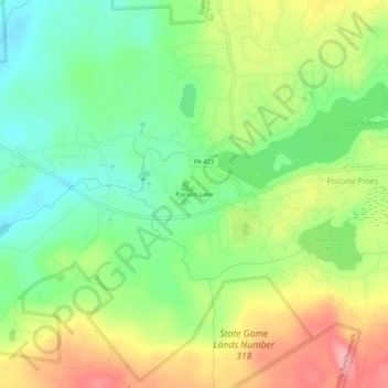 Pocono Lake topographic map elevation - Thumbnail 