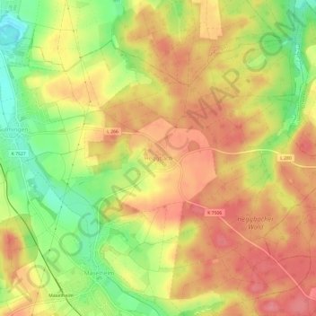 Heggbach topographic map, elevation, terrain