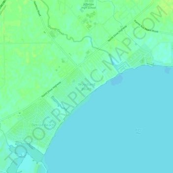 Woodland Beach topographic map, elevation, terrain