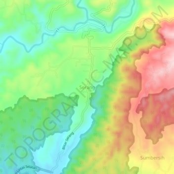 Serang topographic map, elevation, terrain