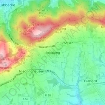 Reineberg topographic map, elevation, terrain