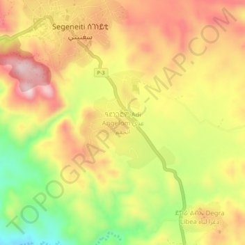 Adi Angefom topographic map, elevation, terrain