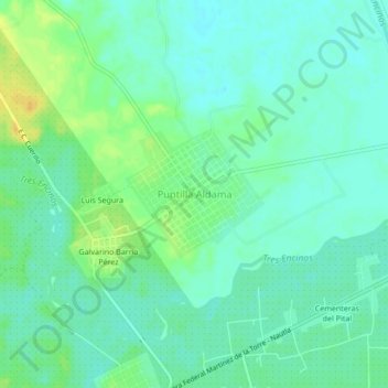 Puntilla Aldama topographic map, elevation, terrain