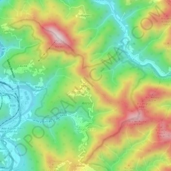 Minceto topographic map, elevation, terrain