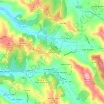 Mouraria topographic map, elevation, terrain