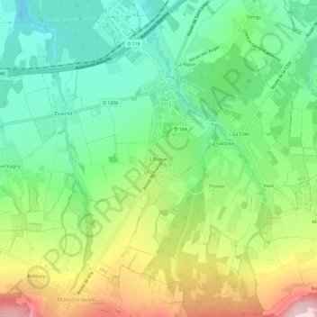 L'Éluiset topographic map, elevation, terrain
