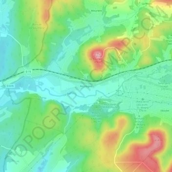 Recologne topographic map, elevation, terrain