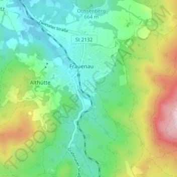 Moosau topographic map, elevation, terrain