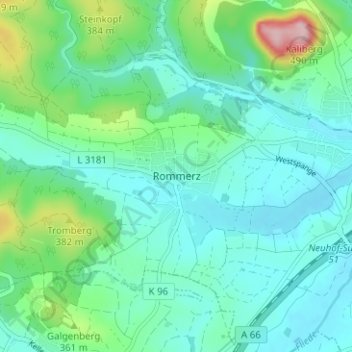 Rommerz topographic map, elevation, terrain