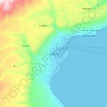 Luwuk topographic map, elevation, terrain