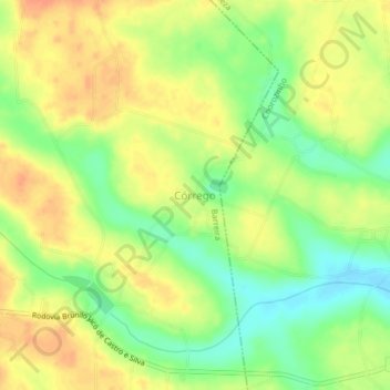 Córrego topographic map, elevation, terrain