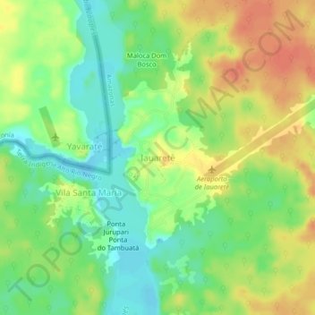 Iauaretê topographic map, elevation, terrain