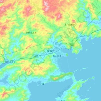 霞浦县 topographic map, elevation, terrain