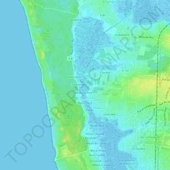 Marais Moizon topographic map, elevation, terrain