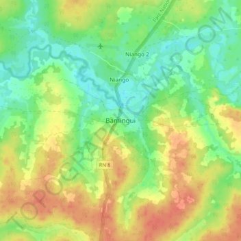 Bamingui topographic map, elevation, terrain