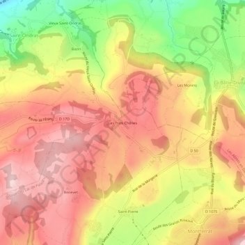Les Trois Chênes topographic map, elevation, terrain