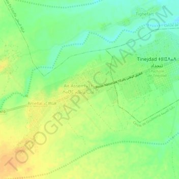 Ferkla El Oulia topographic map, elevation, terrain