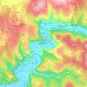 Le Moulin Vieux topographic map, elevation, terrain